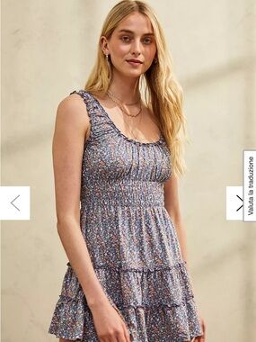NWT Urban Outfitters Floral Mini Dress in Blue with Multicolor Print